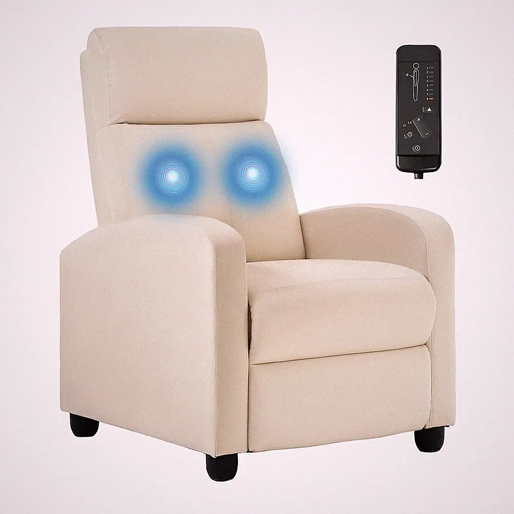 BestMassage Recliner Chair 2 Point Massage Lumbar Support Beige