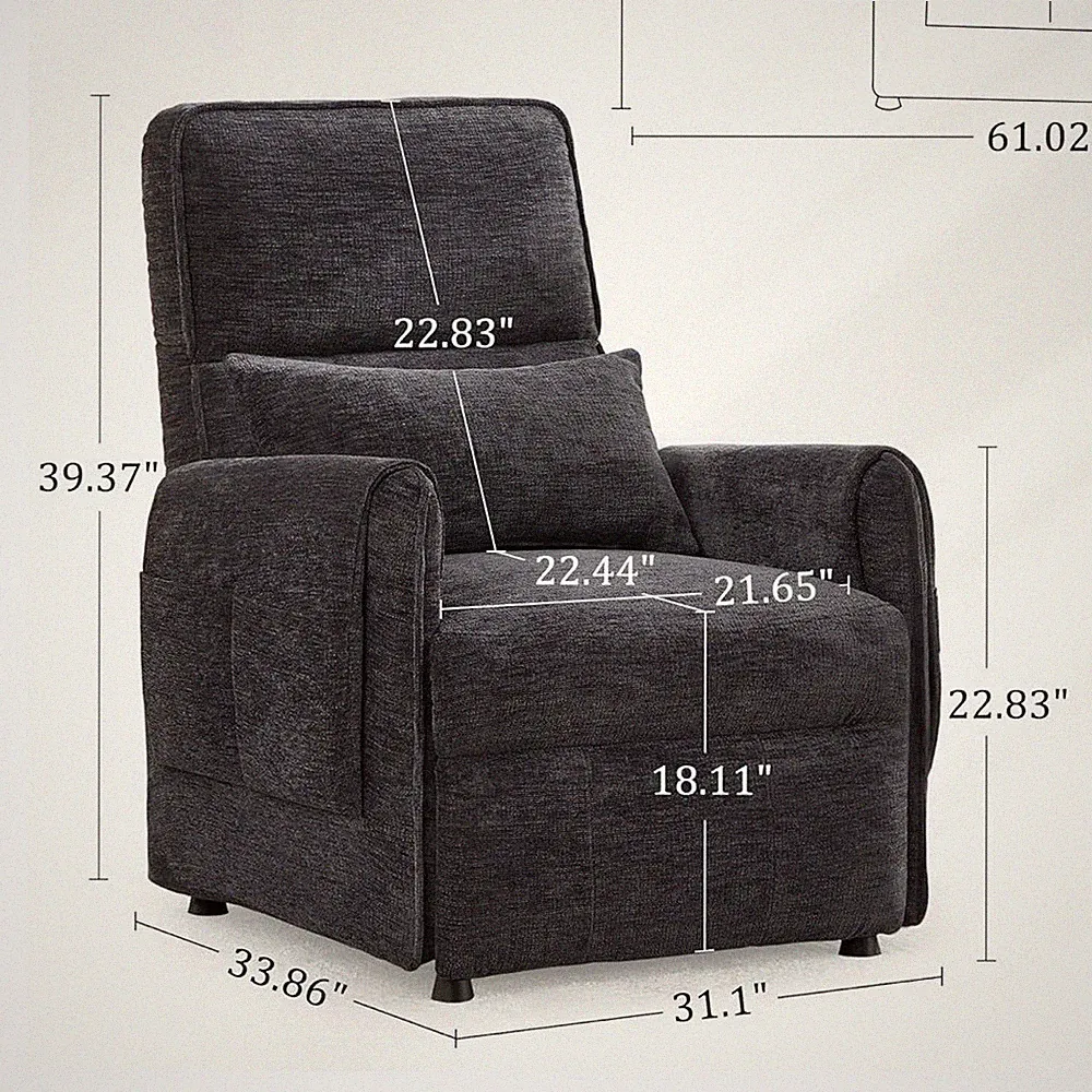 Gray Fabric Recliner Chair w/ Remote Control, Reclining, 350 lb Capacity
