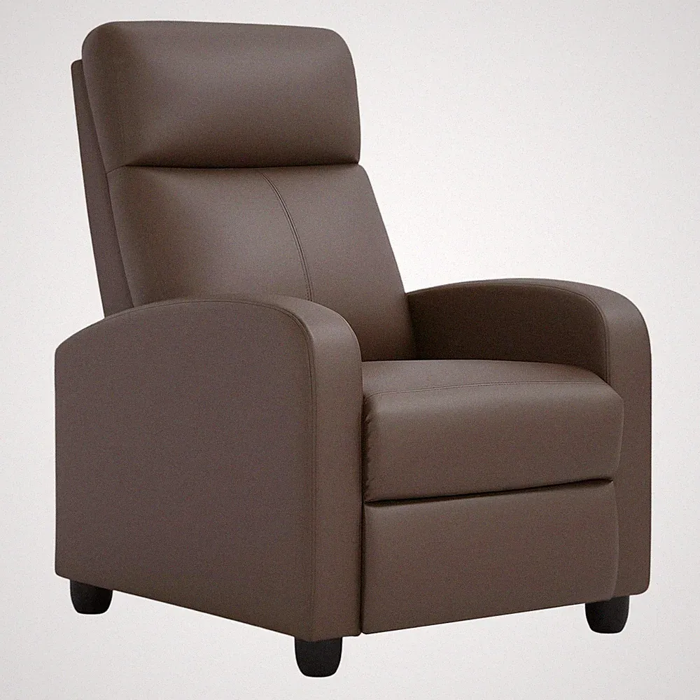 Relax in Comfort - Brown Pu Recliner Chair with Lumbar Support